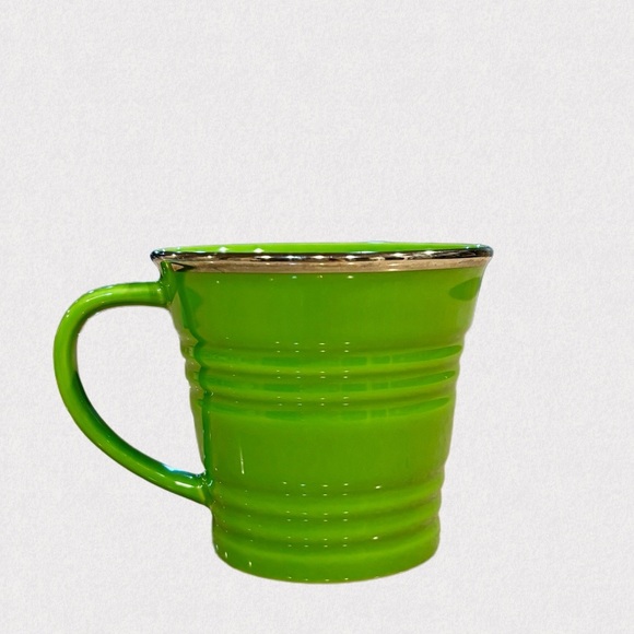 Starbucks 2007 Green sand pail bucket mug cup with silver rim. 14 oz - Picture 1 of 5